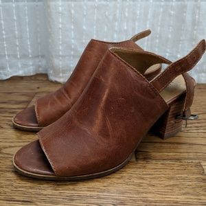 Lucky Brand Leather Peep-Toe Heel Bootie/Mule